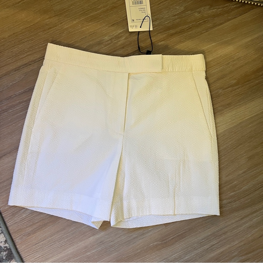 Theory Waist Tab White Seersucker Shorts size 0 xs - Picture 6 of 12